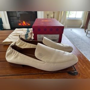 Tory Burch Kira Napa Leather Cream Loafers Size 9 US